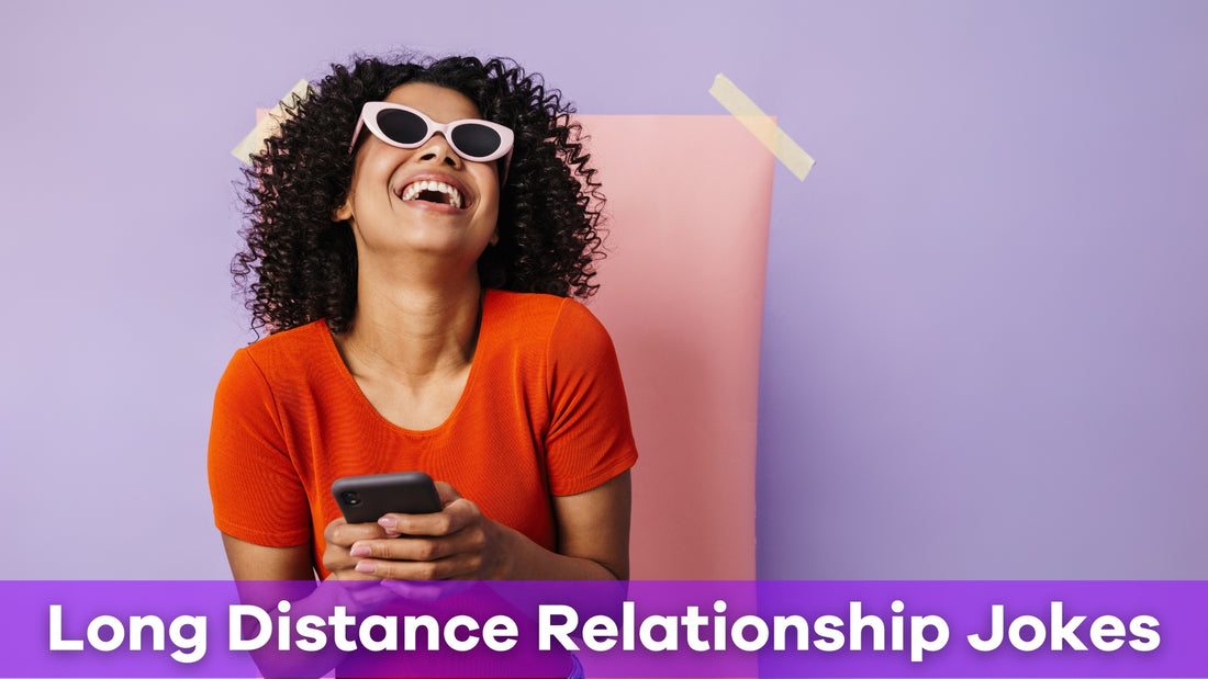 woman laughing over long distance relationship jokes