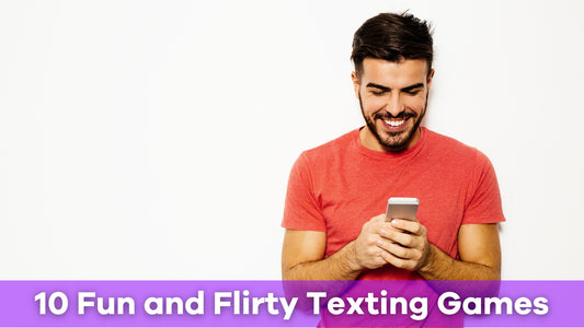 man smiling while playing flirty texting games