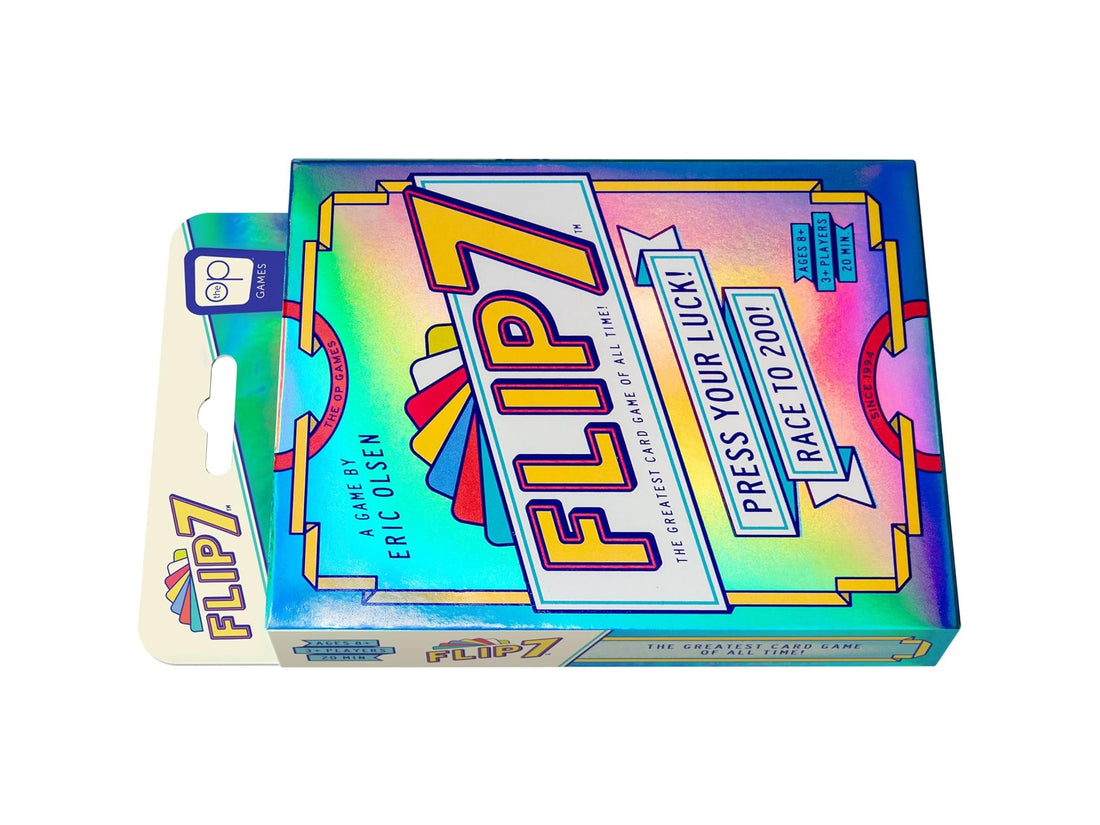 Flip 7 card game box lying on its side, full product on white — best Amazon Prime party games to gift 2026