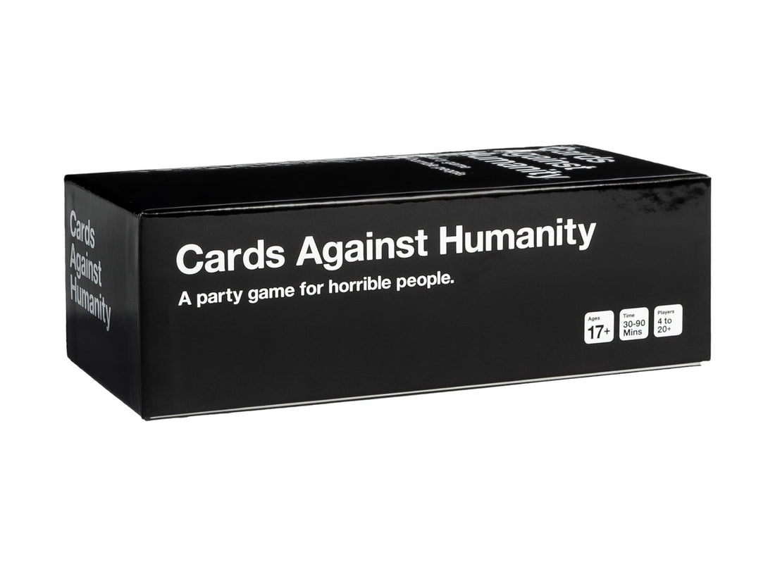 Cards Against Humanity game box lying on its side