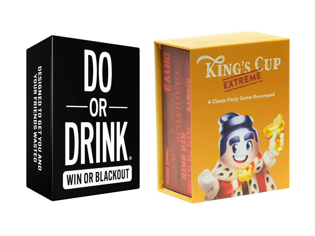 Do or Drink card game box and King’s Cup Extreme deck side by side, full products shown on white — Do or Drink vs King’s Cup