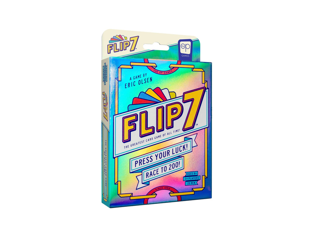 Flip 7 card game box — USAOPOLY / The Op Games press-your-luck party card game
