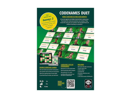 Codenames Duet board game box packshot — how to play co-op two-player rules 2026