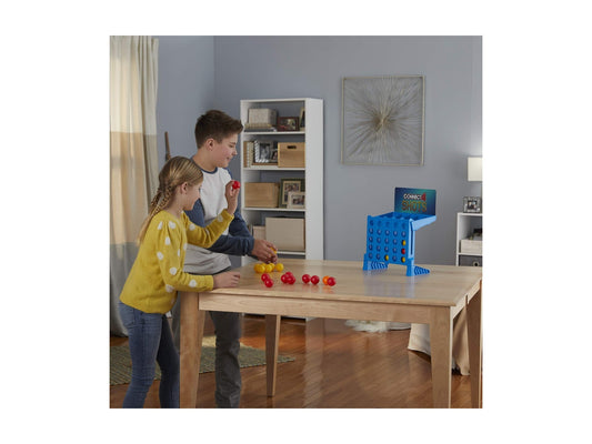 Hasbro Connect 4 Shots board game box packshot — how to play tower bounce rules 2026