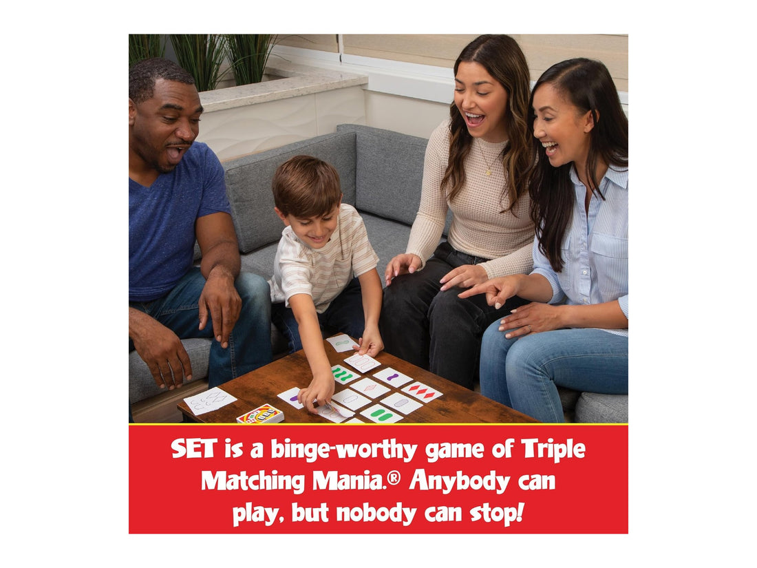 SET The Family Game of Visual Perception card game box packshot — how to play guide 2026