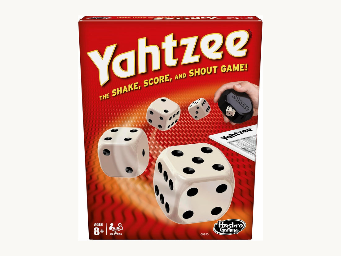 Yahtzee dice game box — family game night pick alongside how to play Sorry! 2026