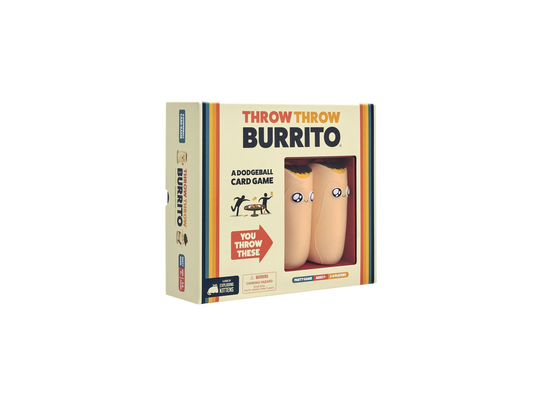 Throw Throw Burrito game box packshot — how to play Throw Throw Avocado sibling rules 2026