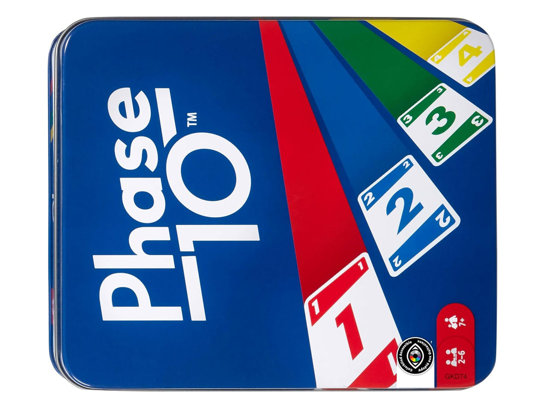 Phase 10 tin packshot sideways — Phase 10 vs Skip-Bo comparison 2026