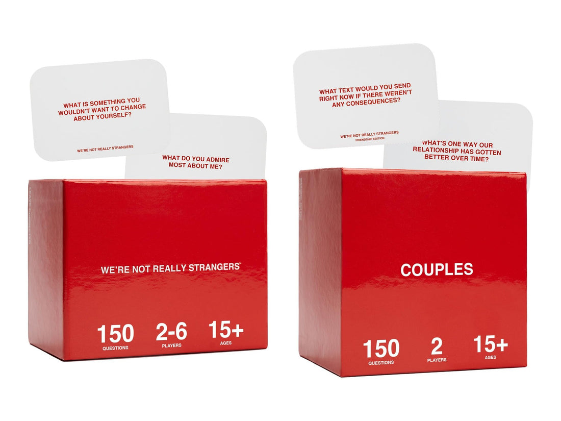 We’re Not Really Strangers core game and Couples Edition boxes side by side, full products shown on white — which deck to buy